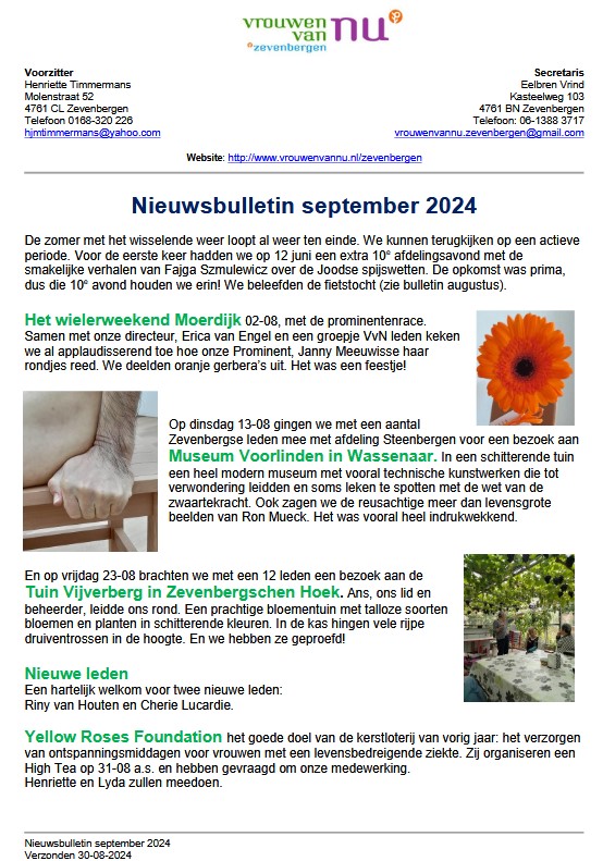 Nieuwbulletin oktober 2024