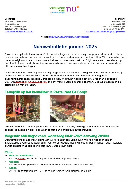 Nieuwbulletin januari 2025