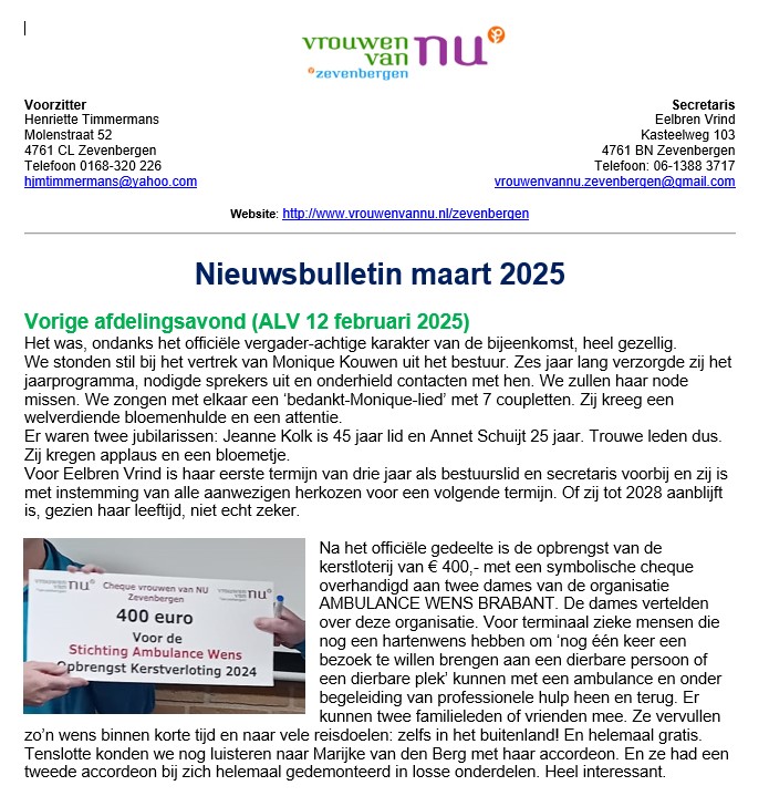 Nieuwbulletin januari 2025