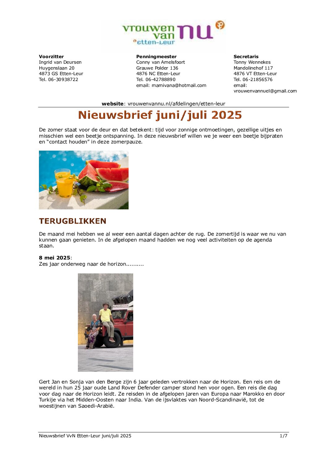 Nieuwsbrief juni/juli 2025