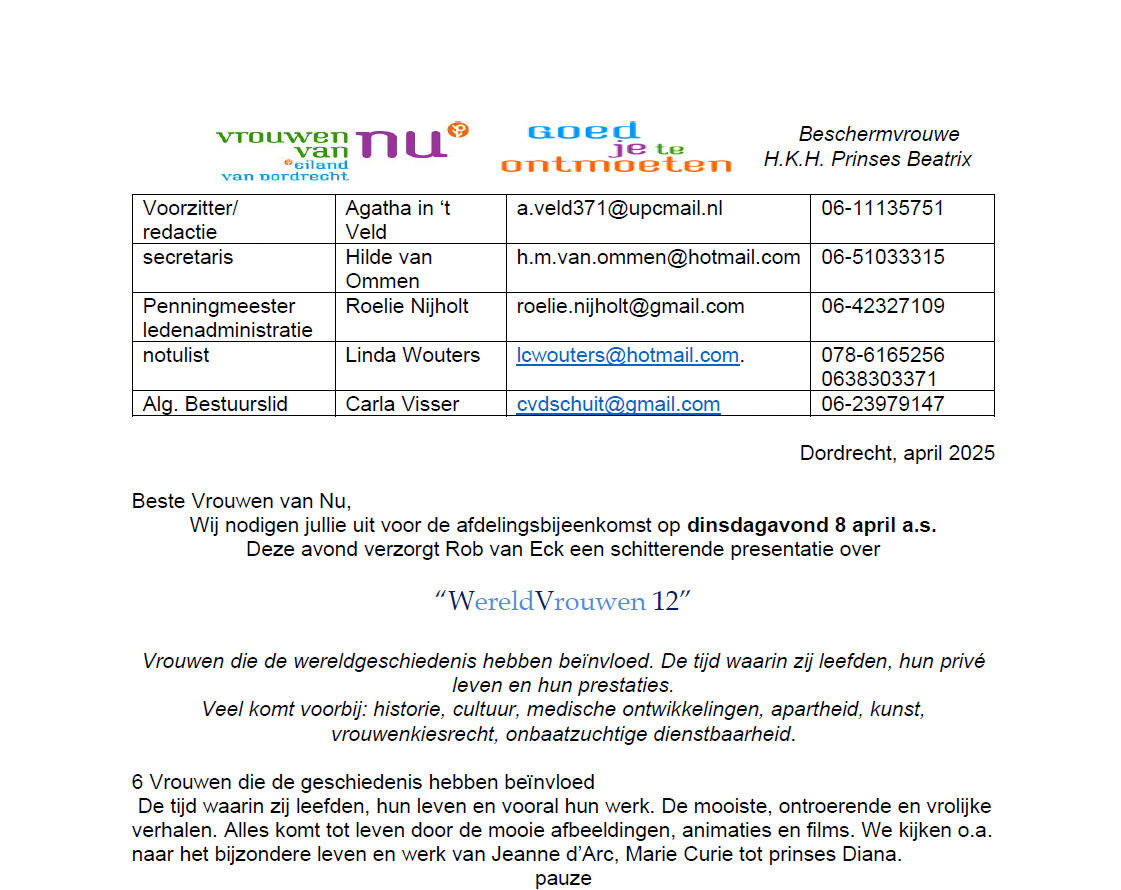 Nieuwsbrief April 2025