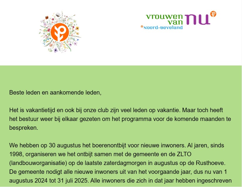 Nieuwsbrief augustus
