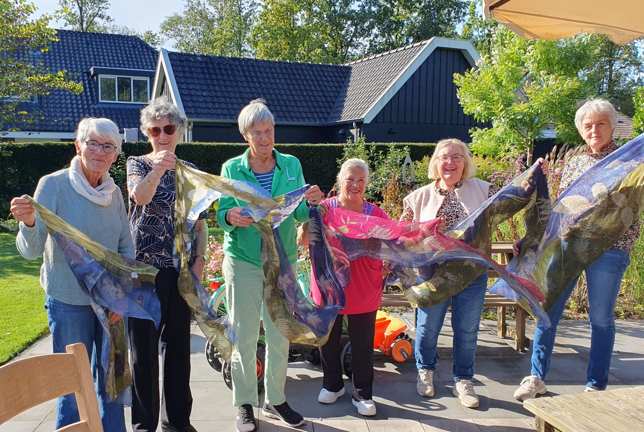 Workshop zijden shawl ecoprinten