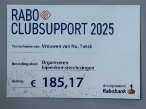 Een cheque waar wij blij mee zijn…
