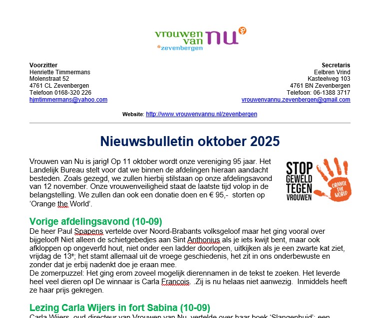Nieuwbulletin Oktober 2025