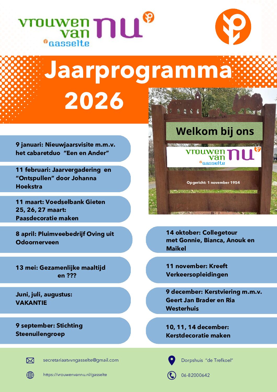 Het jaarprogramma voor 2026 is weer bekend!