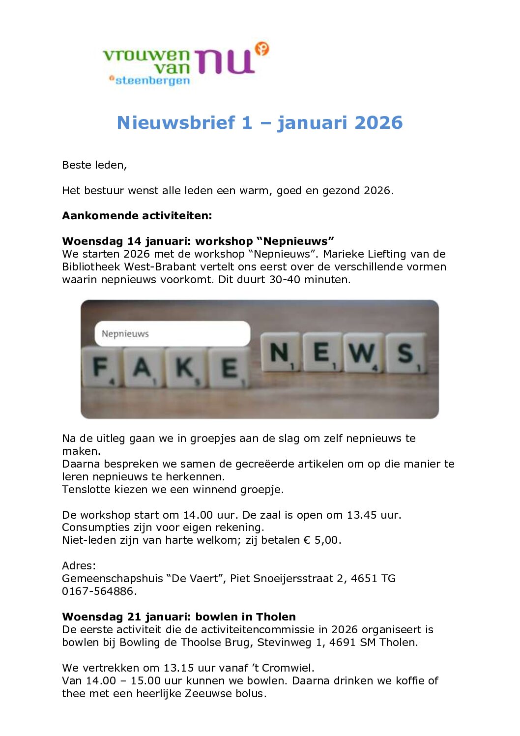 Nieuwsbrief 1 – januari 2026