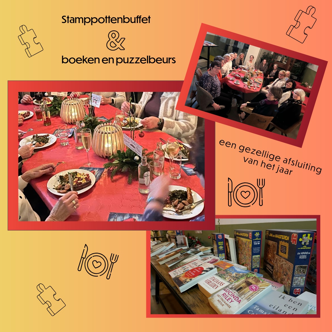 stamppottenbuffet met boeken- en puzzelbeurs