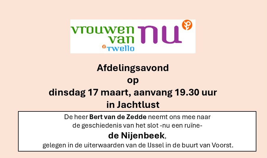 Afdelingsavond 17 maart