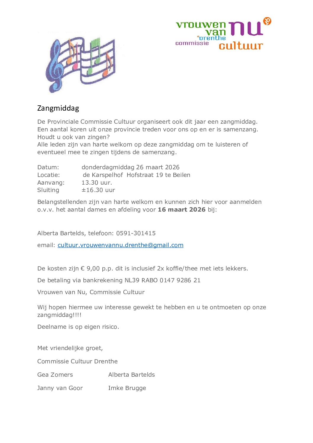 Zangmiddag in Beilen