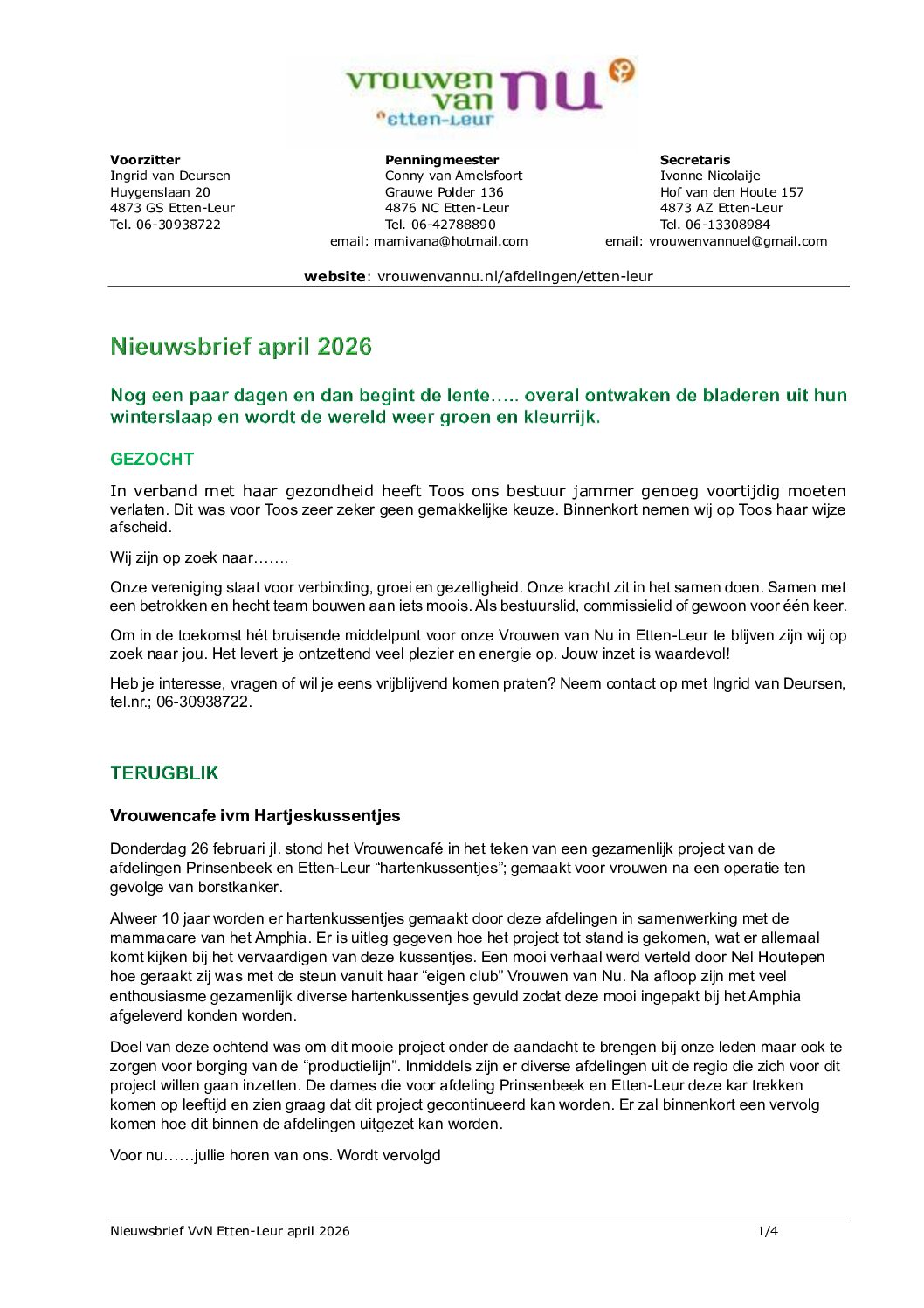 Nieuwsbrief april 2026