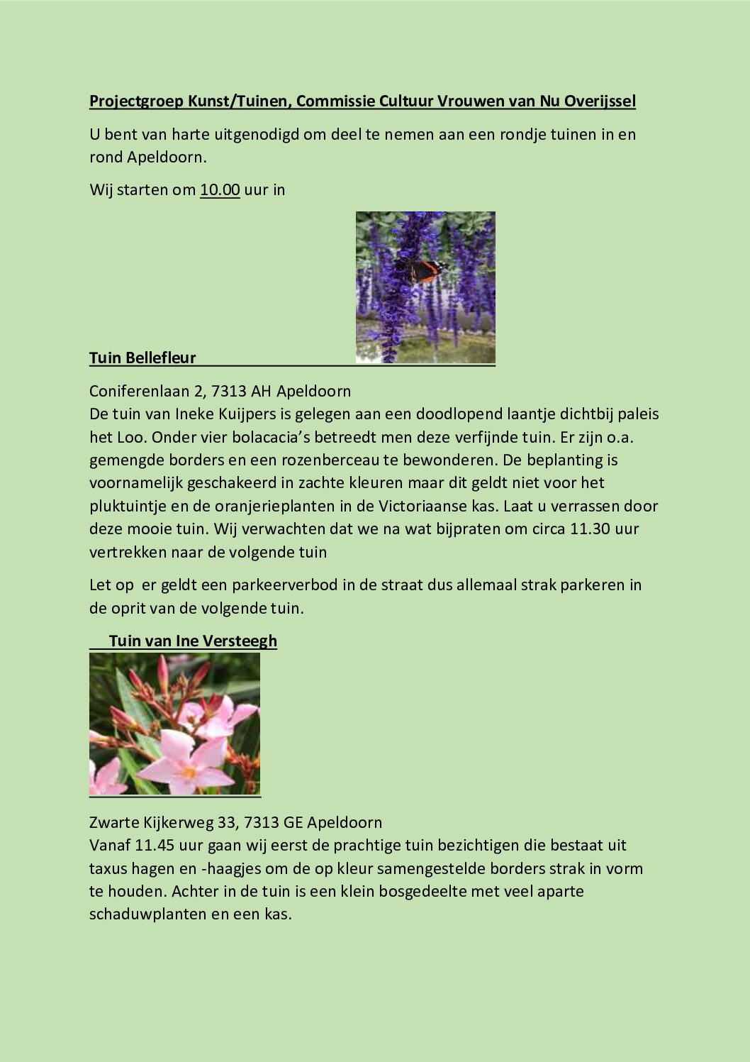 Projectgroep Kunst/Tuinen, Commissie Cultuur Vrouwen van Nu Overijssel