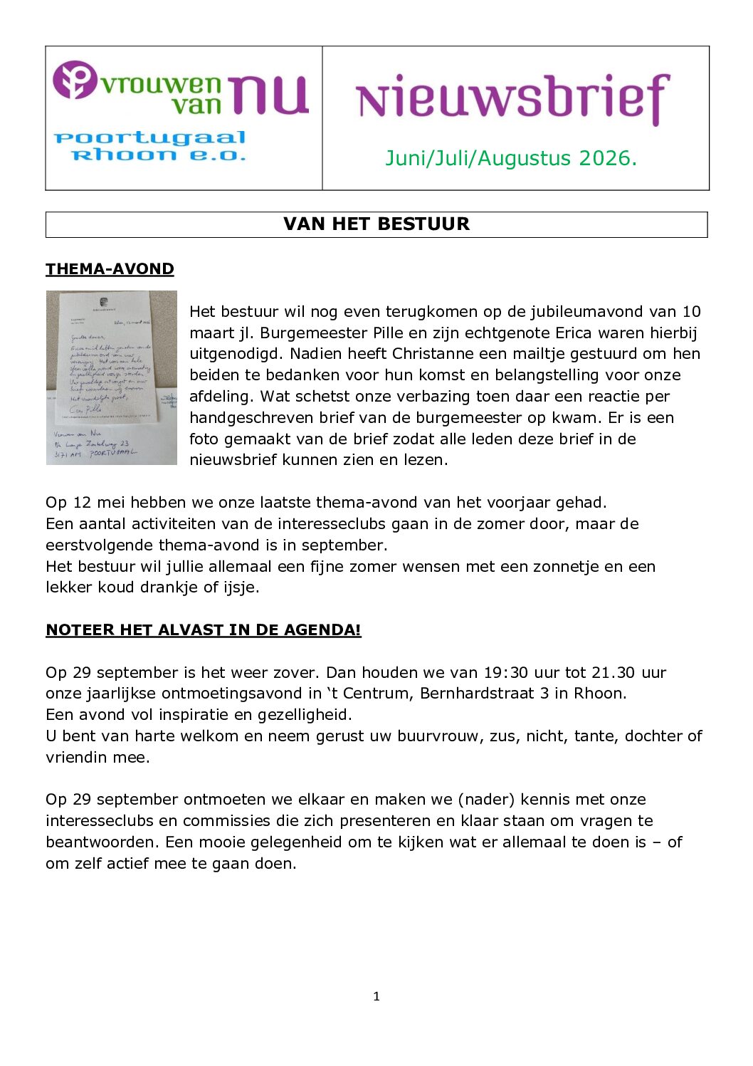 Nieuwsbrief Juni-Juli-Augustus