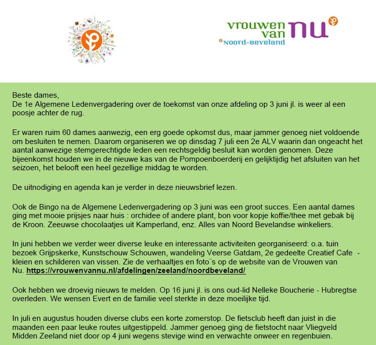 Nieuwsbrief juni