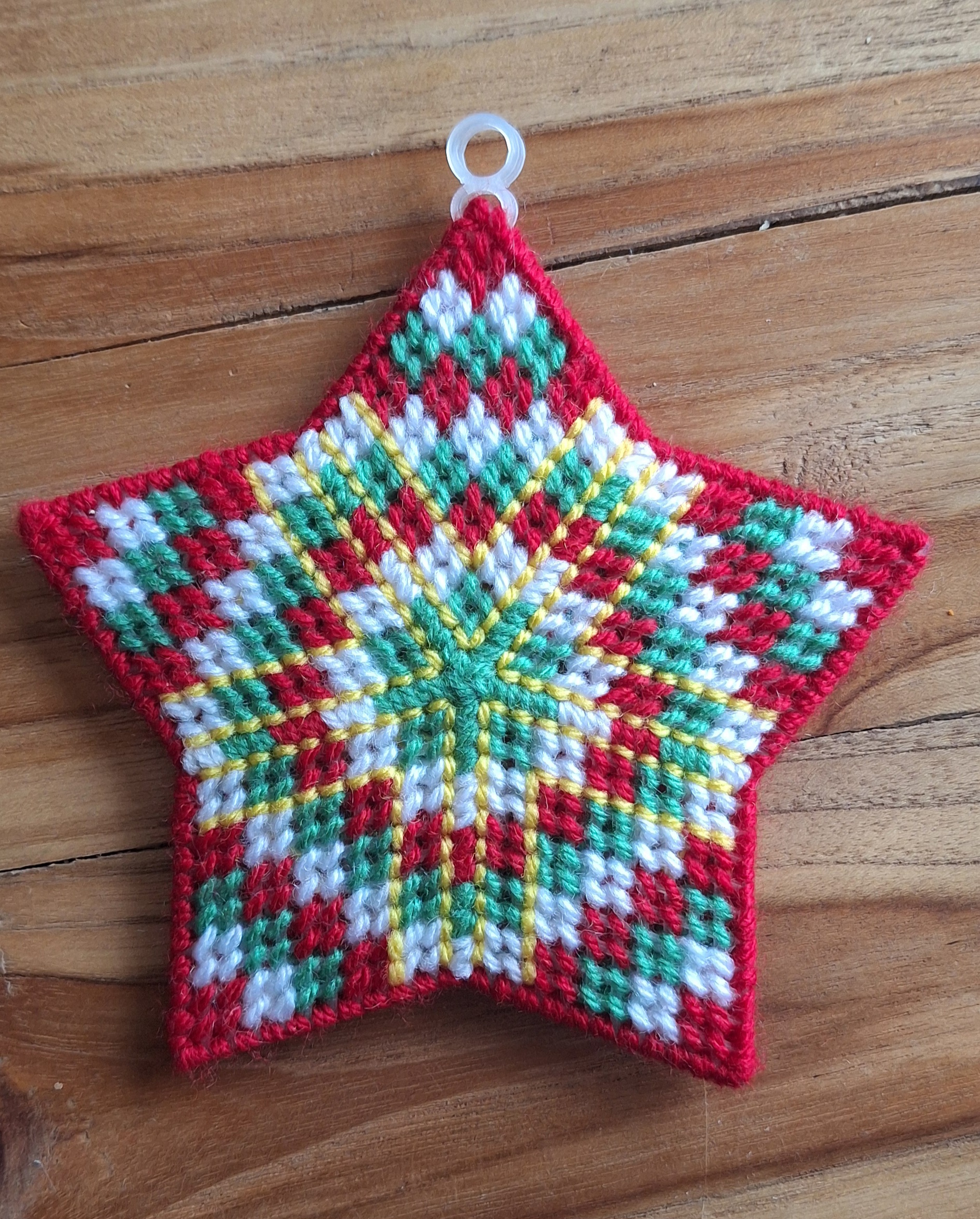Kerstster borduren op Plastic Stramien