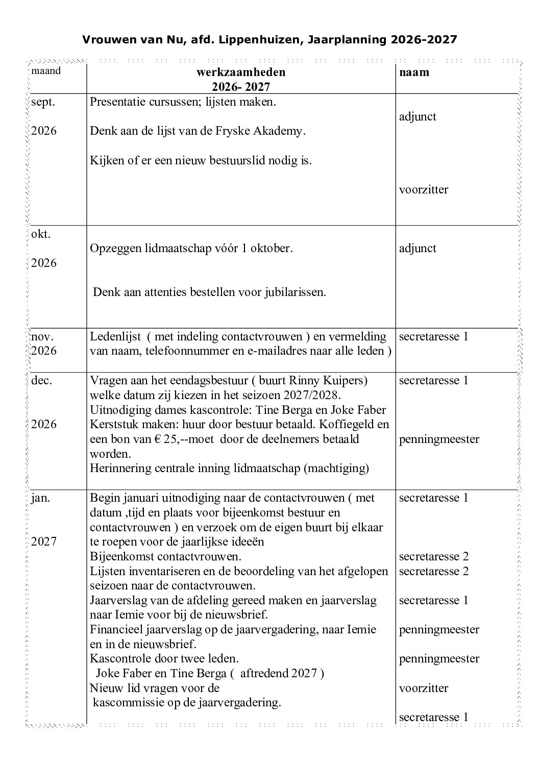Jaarprogramma