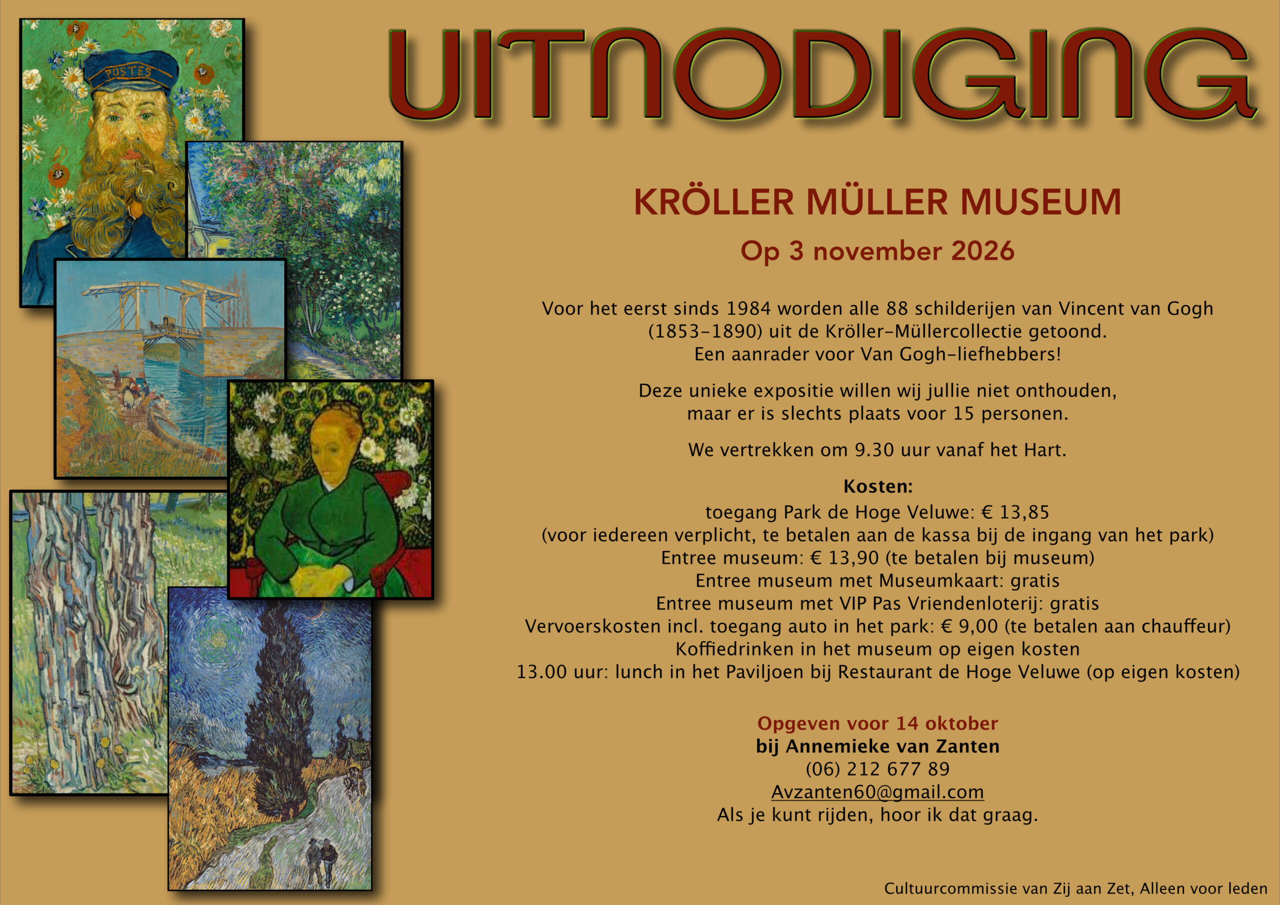 Activiteiten commissie 03 November 2026 Kroller Muller